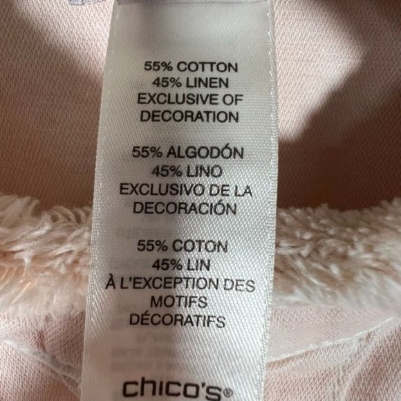 Chico's Pink Faded Jacket Fringe Button Up Size Large Cotton Linen - Picture 9 of 11